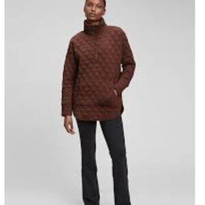 GAP FIT Warm Brown Jacquard Oversized Quilted Half Zipper Sweatshirt Size S